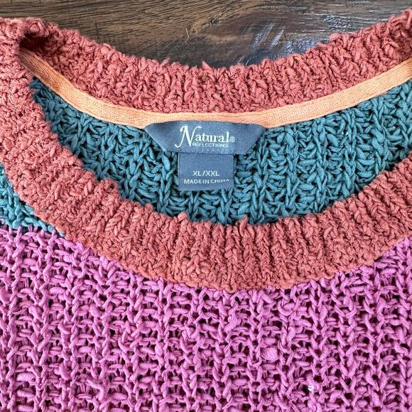 Natural Reflections Multi Colourblock Pullover Sweater Womens XL/XXL 3/4 Sleeve - Picture 5 of 8